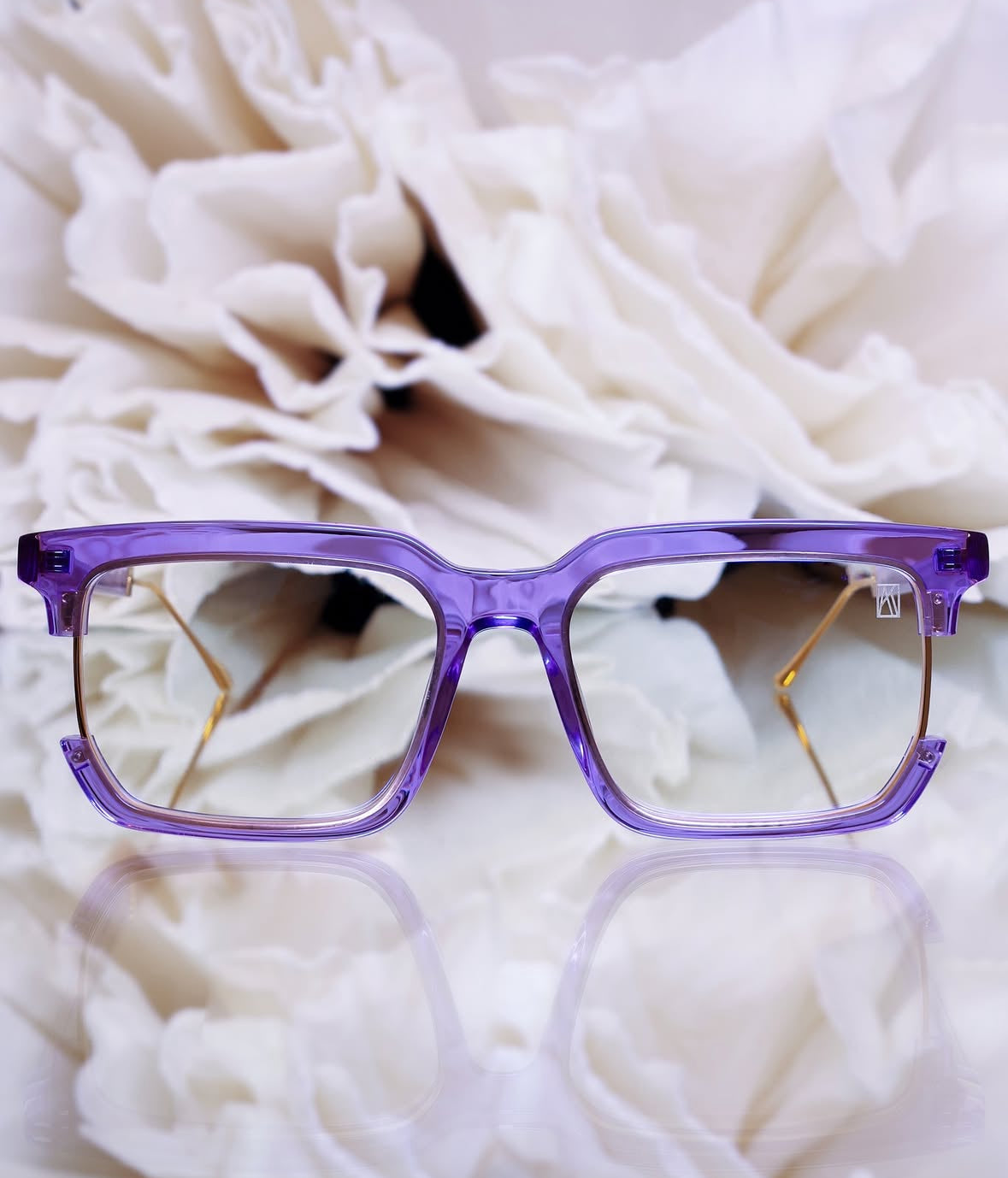 Anna Karin Karlsson Too Handsome in Purple and Gold. Limited Edition Eyeglasses exclusively at I-Topian Optical.