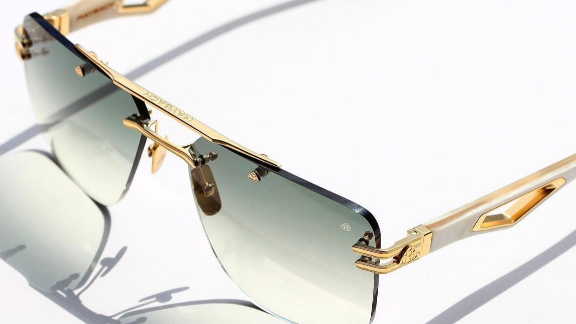 One of a Kind Maybach President Sunglass yellow gold with white buffalo horn. Exclusive to I-topian Optical Fort Myers. 