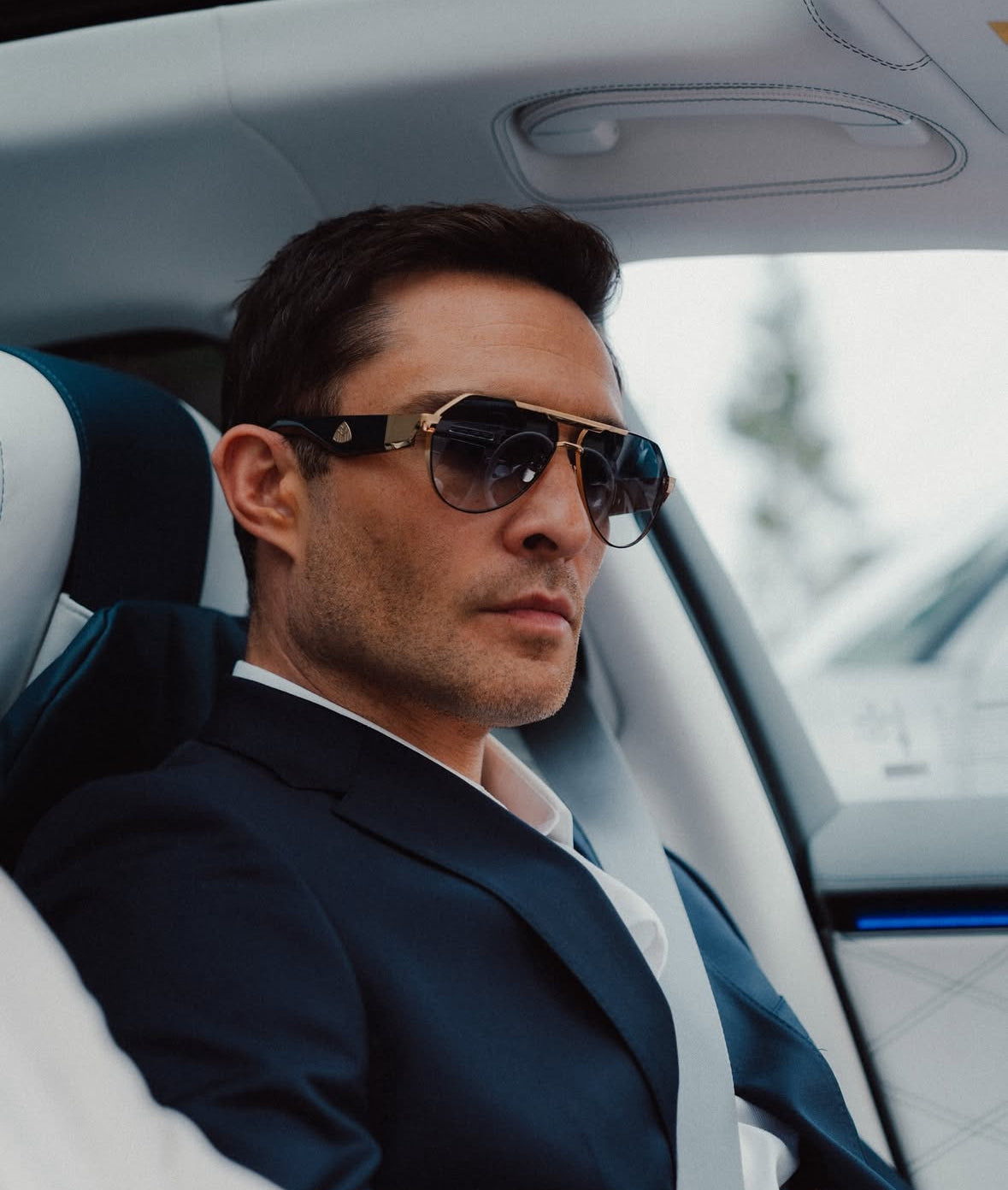 Maybach Dealer I-Topian Optical featuring the limited edition King Sunglass in Gold with Blue Wood. Maybach Eyewear Naples Fort Myers only at I-Topian Optical