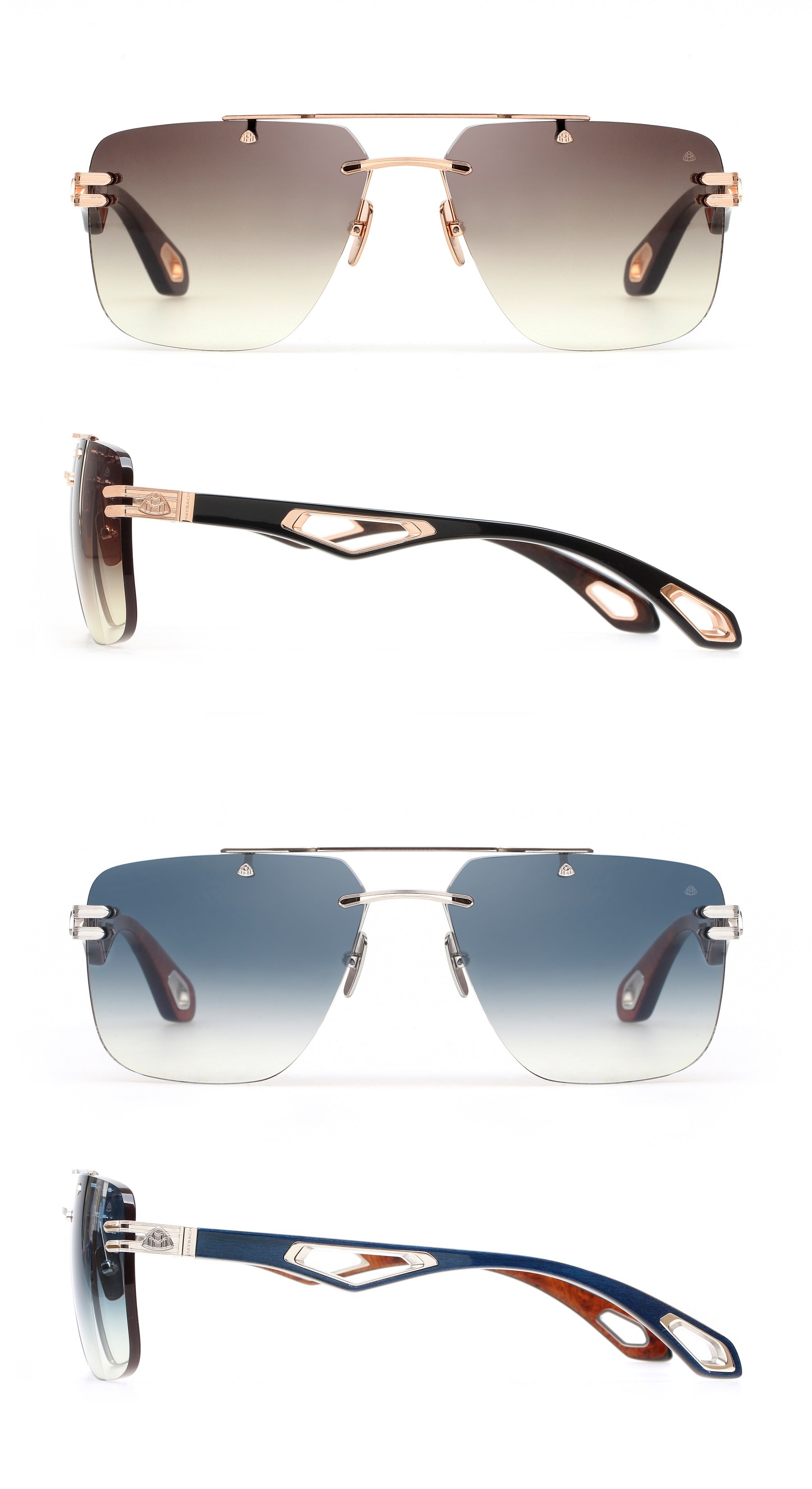 Exclusive Maybach Sunglass The President. I-Topian Optical has One of a kind President in stock.  Platinum, Gold White Horn or Blue Wood.  I-topian Optical SWFL exclusive and original Maybach Dealer. 