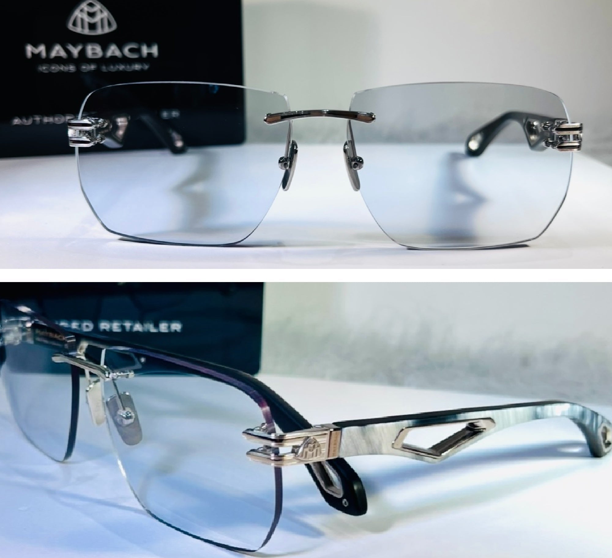Rare Maybach Colorways Found Only at I-Topian Optical  President I in Matte Whie Slate and Platinum Sunglass