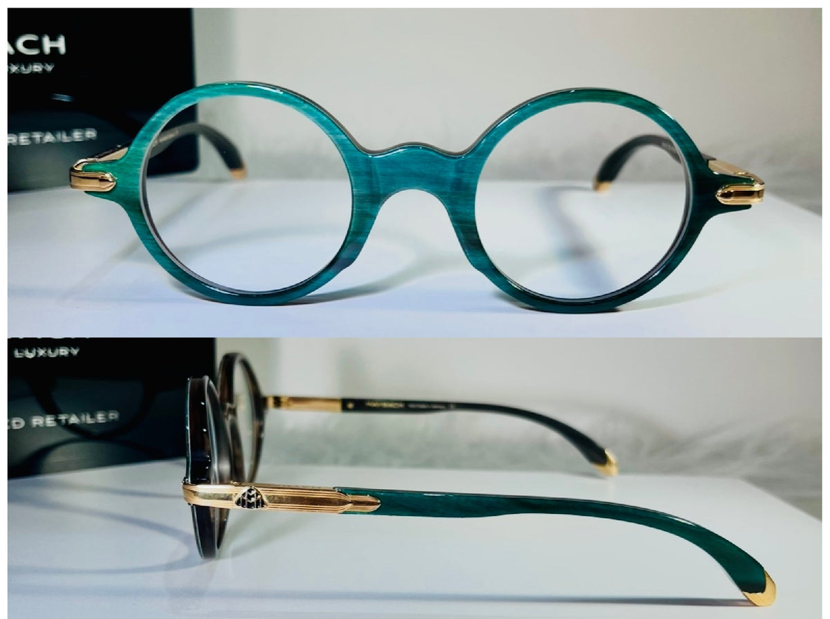 Rare Maybach Colorways Found Only at I-Topian Optical The Alternative  in Emerald green Buffalo horn round eyeglasses